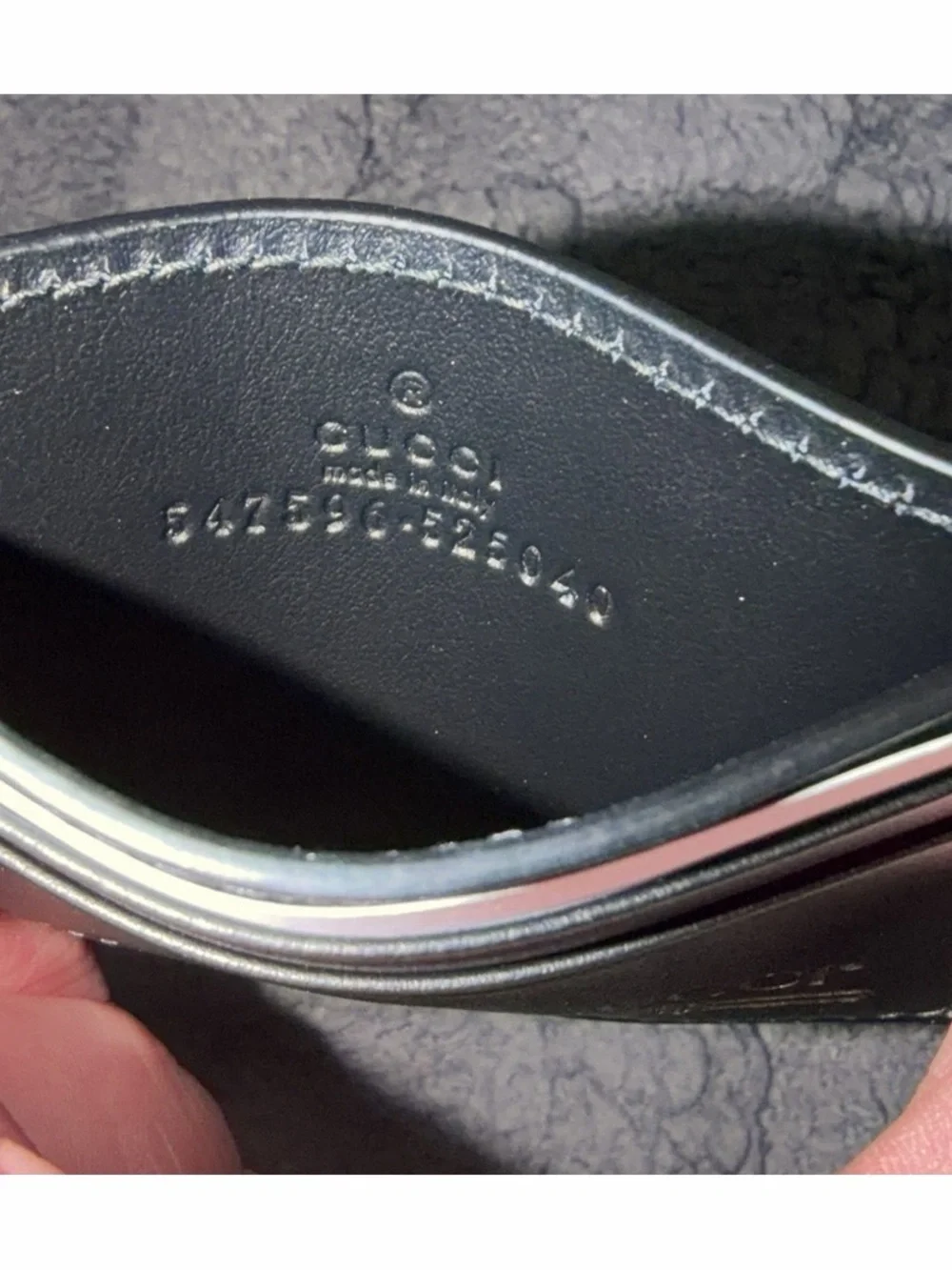 Gucci Black Leather Card Holder with Gold Logo Stripe